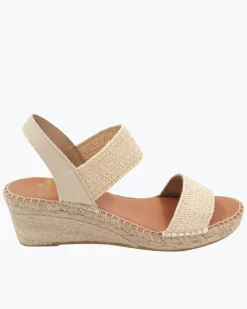 André Assous Aviana Natural Stretch-Raffia Wedges