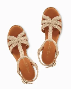 André Assous Madina Metallic Raffia Wedges