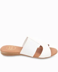 André Assous Noor White Stretch-Raffia Featherweights™ Sandals