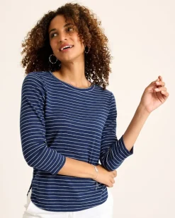 Ashby Isles Metallic Stripe 3/4-Sleeve T-Shirt