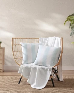 Awning Stripe Blue Decorative Pillow