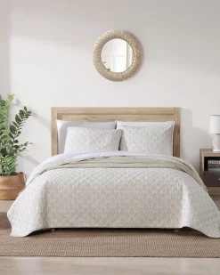 Bahama Fronds Reversible 3-Piece Full/Queen Quilt Set