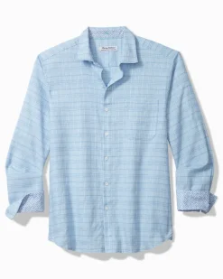 Barbados Breeze Playa Plaid Stretch-Linen Long-Sleeve Shirt