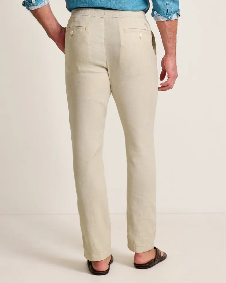 Beach Coast Linen-Blend Elastic-Waist Pants