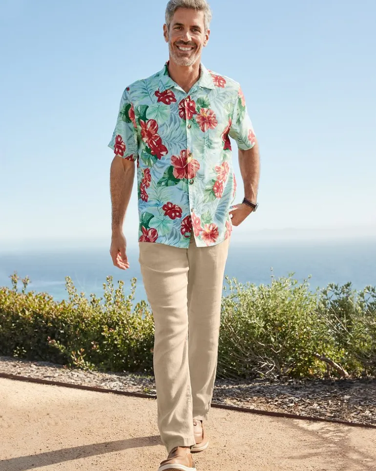 Beach Coast Linen-Blend Elastic-Waist Pants