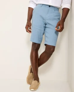 Beach Coast Linen-Blend Flat-Front 12-Inch Shorts