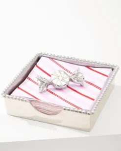Beaded Peppermint Napkin Box Set