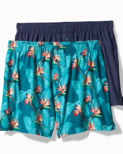 Big & Tall Tropical Print & Solid Knit Boxers—2-Pack