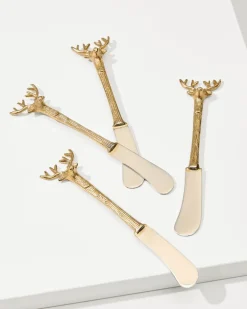 Brass and Stainless Steel Stag Butter Knives - Set of 4