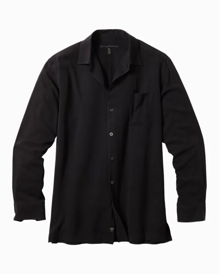 Catalina Twill Long-Sleeve Silk Shirt