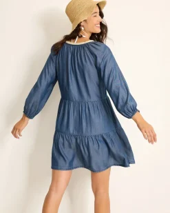 Chambray Embroidered Coverup Dress