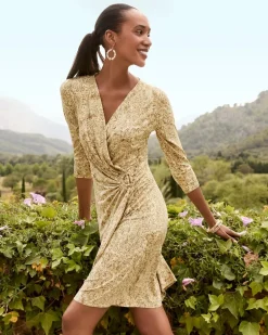 Clara Playa Python Faux-Wrap Dress