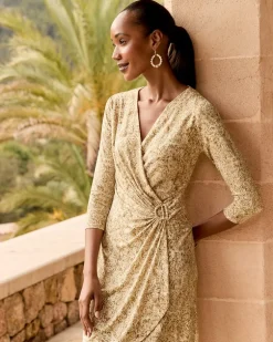Clara Playa Python Faux-Wrap Dress