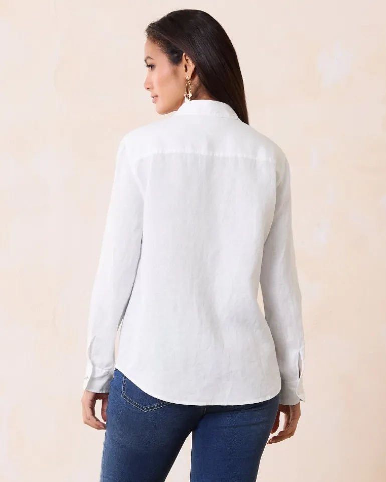 Coastalina Relaxed Long-Sleeve Linen Top
