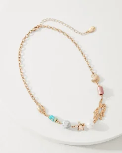 Coral Isles Semi-Precious Stone & Pearl Station Necklace