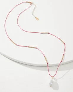 Coral Isles Thread Pearl Pendant Necklace