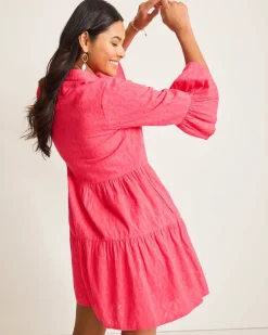 Cotton Clip Jacquard Coverup Shirt Dress