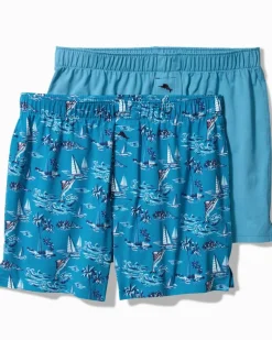 Cotton Knit Marlin Print Boxers — 2-Pack
