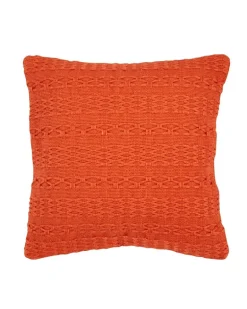 Cross Weave Orange Canvas Pillow