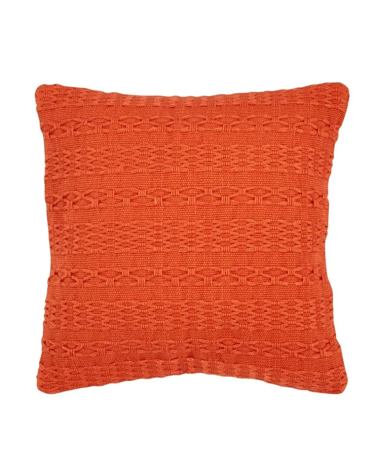 Cross Weave Orange Canvas Pillow