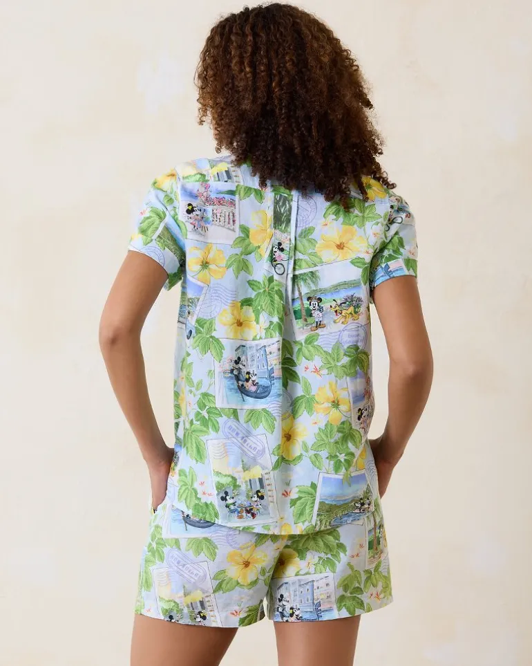 Disney Coastalina Postcard to Paradise Linen Camp Shirt