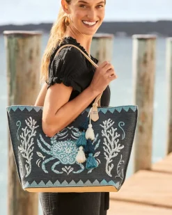 Embroidered Fiesta Crab Tote