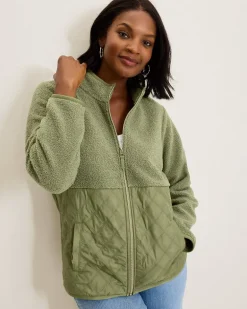 Faux Sherpa Quilted Hybrid Jacket