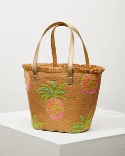 Flamingo Pineapple Straw Tote