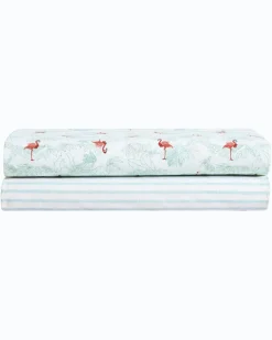Flamingo Santa 4-Piece King Sheet Set