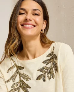 Forever Fronds Embellished Lux 3/4-Sleeve T-Shirt