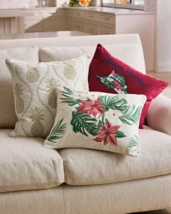 Golden Pineapples Embroidered Decorative Pillow
