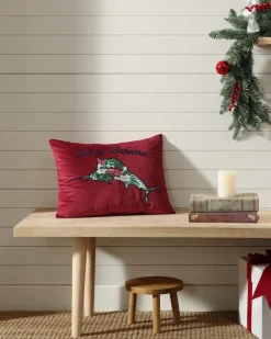 Holiday Marlin Velvet Embroidered Decorative Pillow