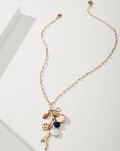 Indigo Bay Semiprecious Stone & Pearl Charm Necklace