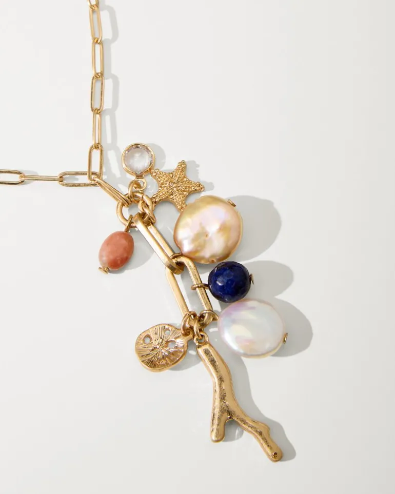 Indigo Bay Semiprecious Stone & Pearl Charm Necklace