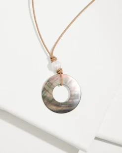Indigo Shore Grey Shell Pendant Necklace