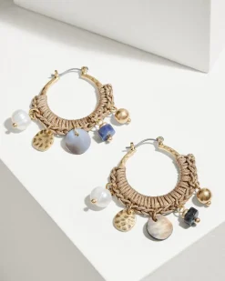 Indigo Shore Mixed Materials Charm Hoop Earrings