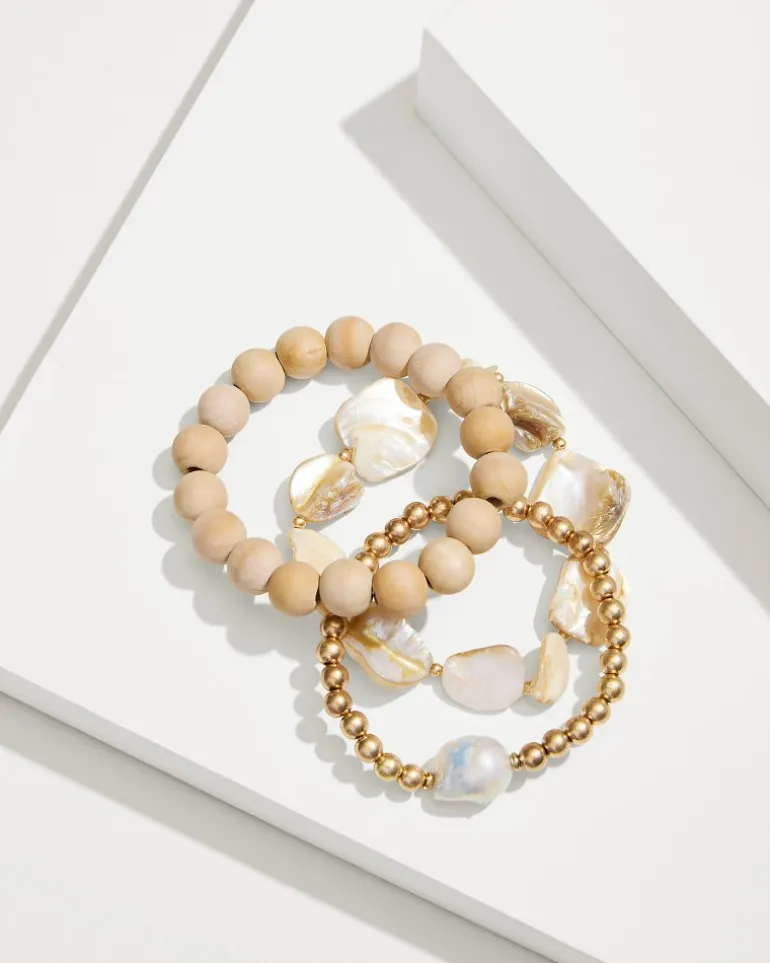 Indigo Shore Mother of Pearl & Shell Bracelet Set
