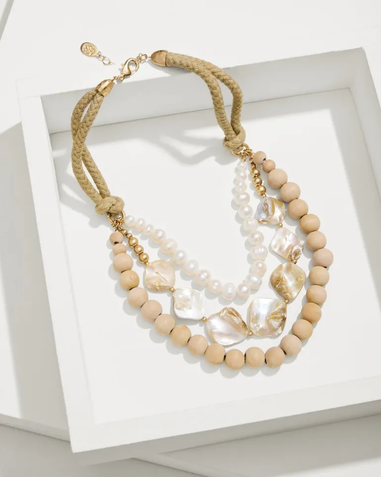 Indigo Shore Mother of Pearl Shell Statement Necklace