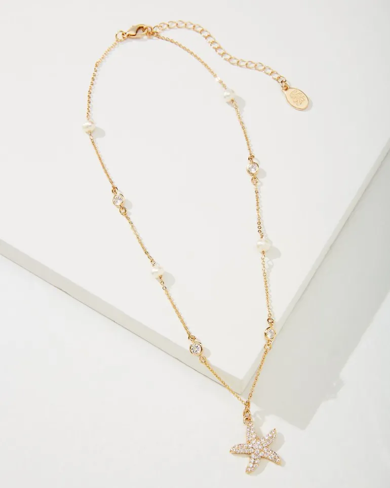Island Essence Gold Starfish Pearl Necklace