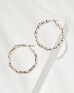 Island Essence Rose Gold Bamboo Hoop Earrings