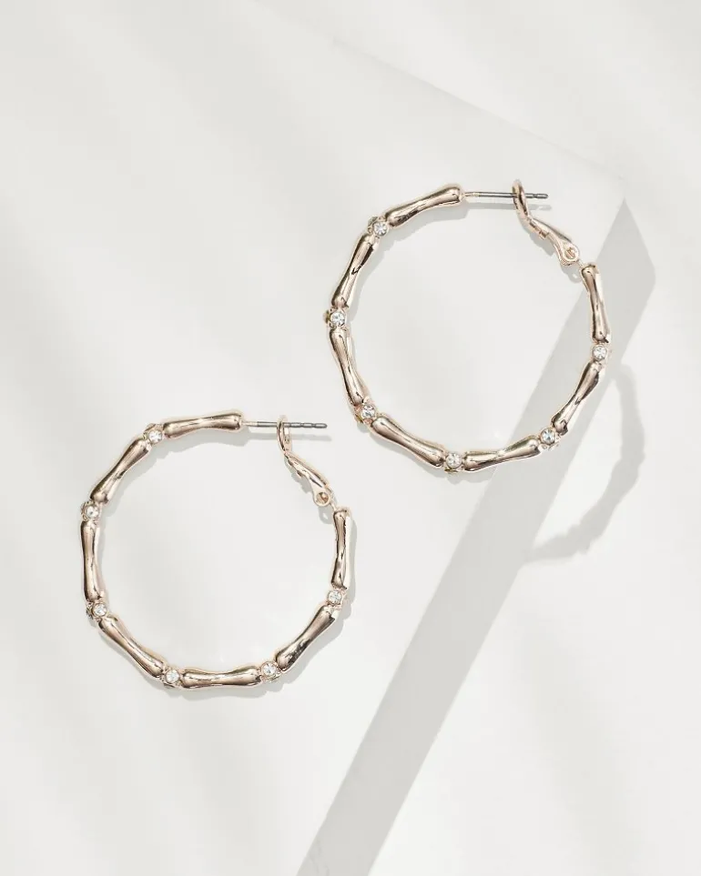 Island Essence Rose Gold Bamboo Hoop Earrings