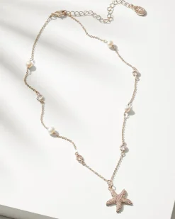 Island Essence Rose Gold Starfish Pearl Necklace