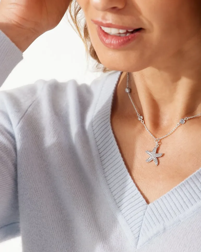 Island Essence Silver Starfish Pearl Necklace