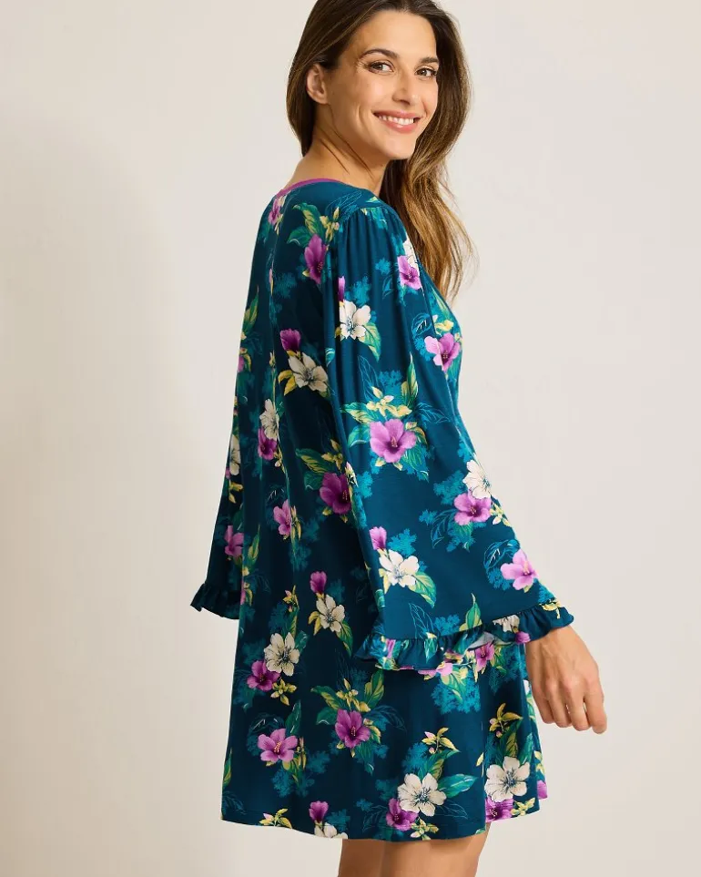 Jersey Long-Sleeve Short Sleep Dress
