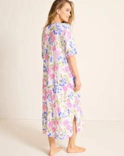 Jersey Short-Sleeve Maxi Sleep Caftan