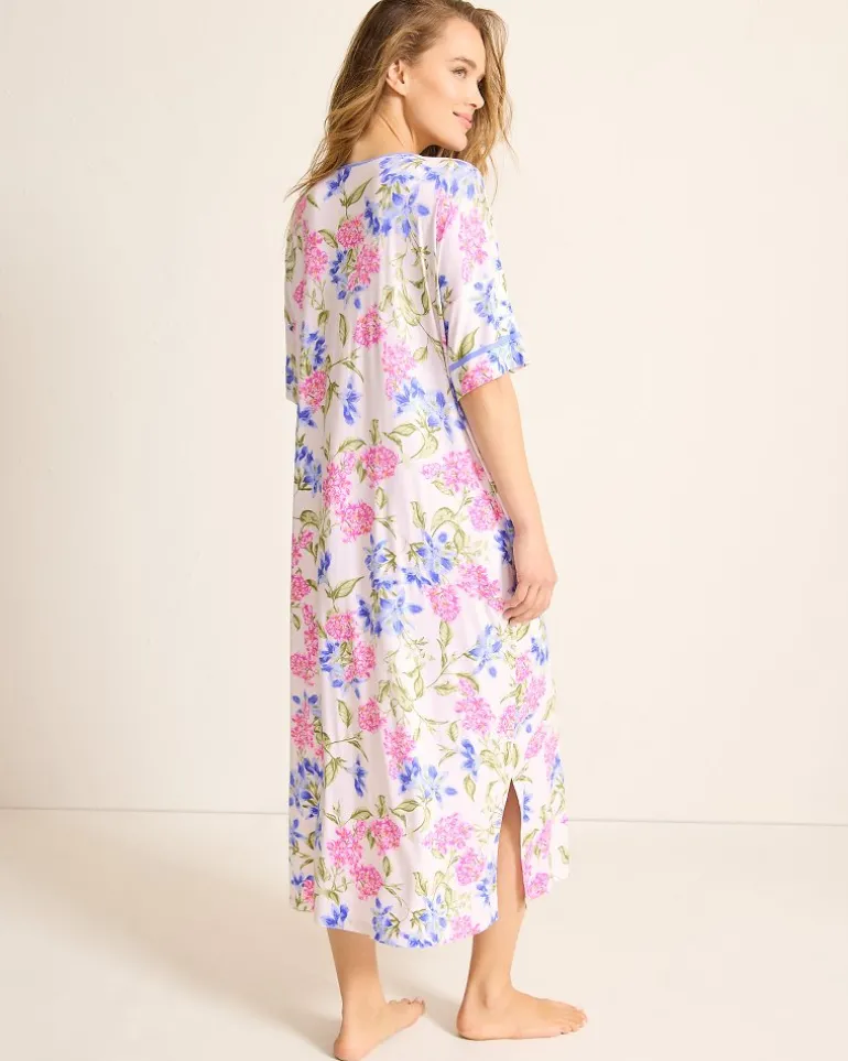 Jersey Short-Sleeve Maxi Sleep Caftan