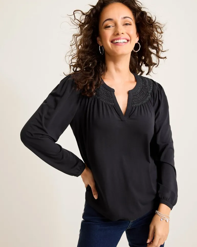 Kauai Long-Sleeve Smocked Top