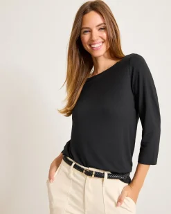 Kona Isles 3/4-Sleeve Boat-Neck Top