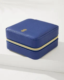 Leah Navy Travel Jewelry Case