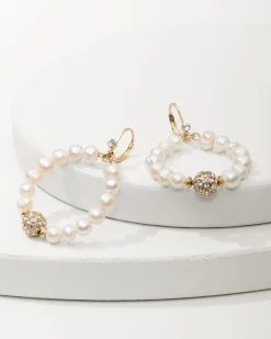 Madeira Pearl Statement Drop Hoop Earrings